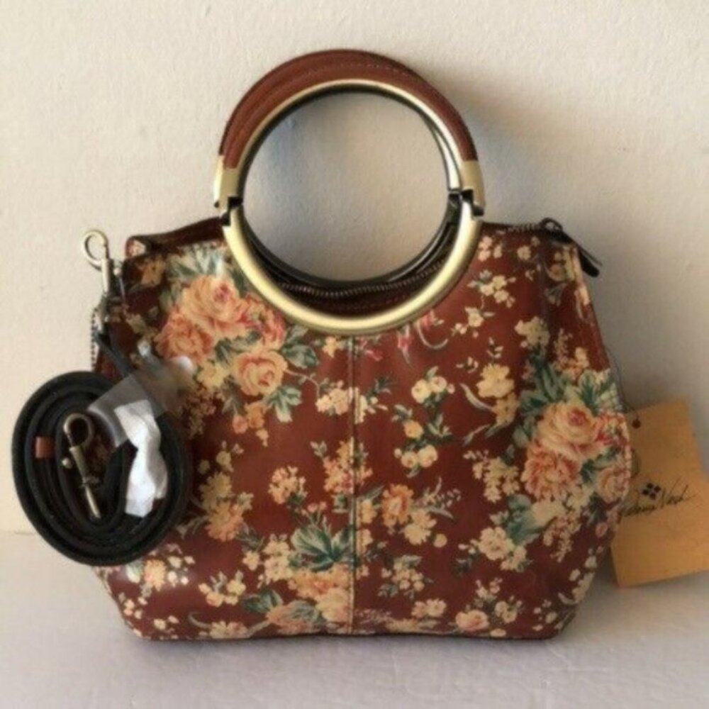 Patricia Nash Aria Handbag Leath Vintage Botanical Garden Floral Crossbody - Picture 8 of 13